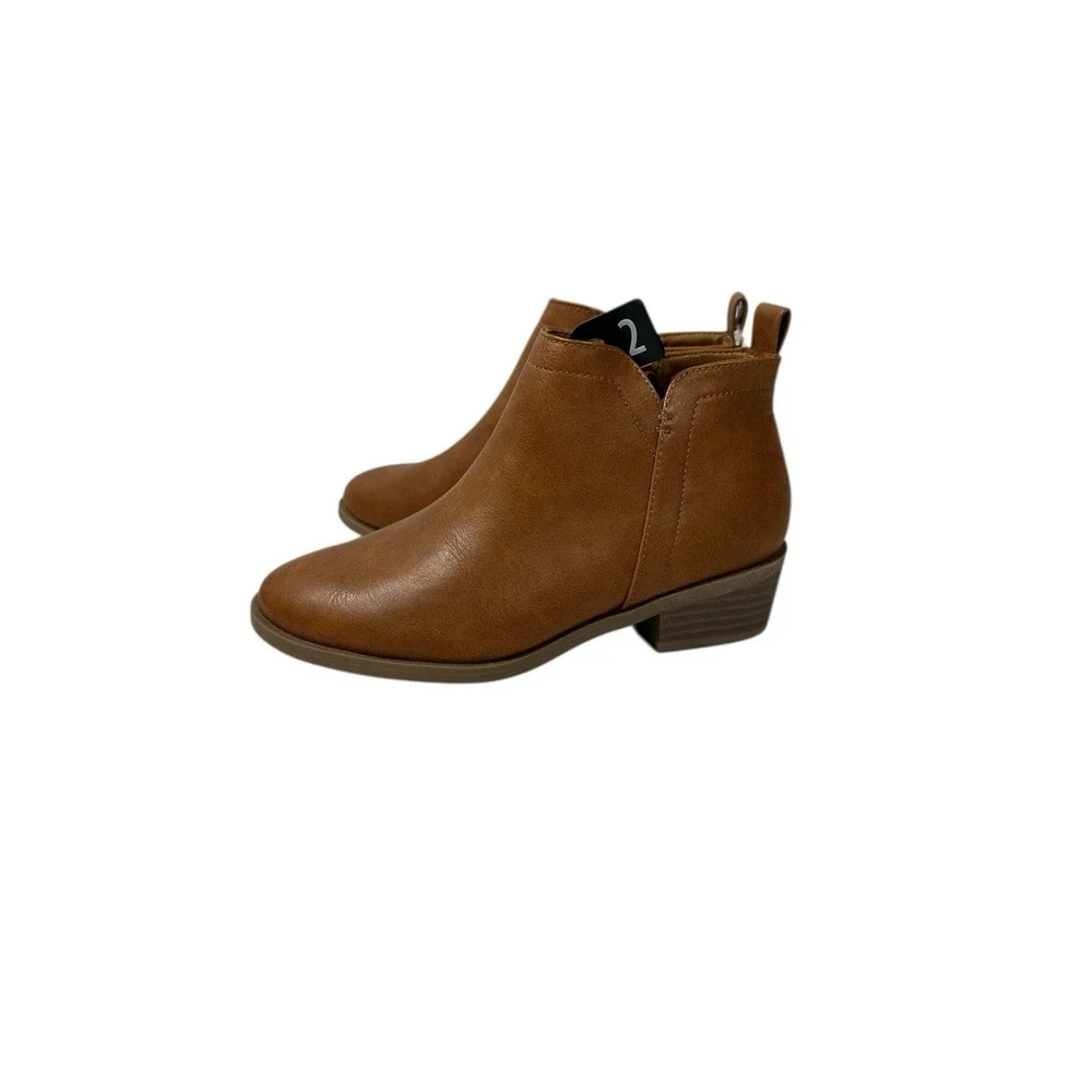 wonder nation girls‎ ankle boots brown zips up the side size 2